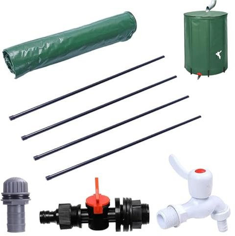 Porgeel regntunna 13 gallon/50 L PVC vikbar regnvattenuppsamlingsfat med tapp och överflödshål dragkedja fint förseglad vattenförvaringstank