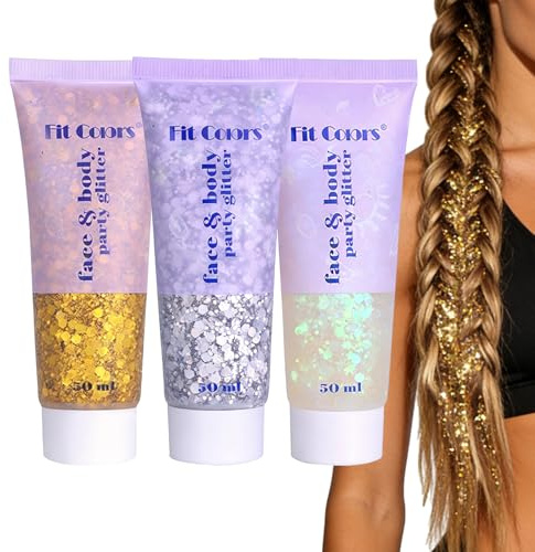 Gel Paillettes Corps, MKNZOME 3 pièces Gel Paillettes Visage Festival Maquillage Paillette Cheveux Visage Glitter Makeup Colle Scintillant à Paillette Longue Durée pour Fête Noël Pâques Anniversaire