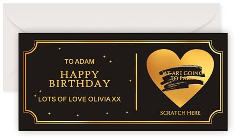 Personalised Scratch Card Birthday Scratch Card Gift Reveal Birthday Surprise Greeting Cards Scratch-Off Stickers with Envelope Best Wishes Gift Greeting Cards for Women Men (Design 4)