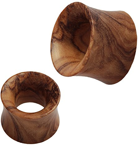CHICNET Olivenholz Flesh Tunnel Lobe Piercing Holz Double Flared Plug Expander Dehner | Unisex Tunnels Männer Frauen | Holztunnel in Handarbeit Plugs | braun Organic Ohrring Ohrstecker 12 mm