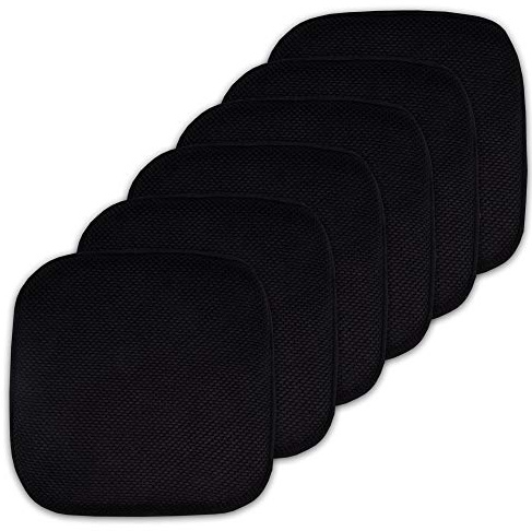 Sweet Home Collection Cushion Memory Foam Chair Pads Honeycomb Nonslip Back Seat Cover 16 x 16 , Black 6 Pack