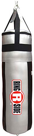 Ringside Apex Heavy Bag, Punching Bag for Boxing Training and Workout, Silver and Black, 100 lbs, Includes Nylon Straps and Hanging Clip