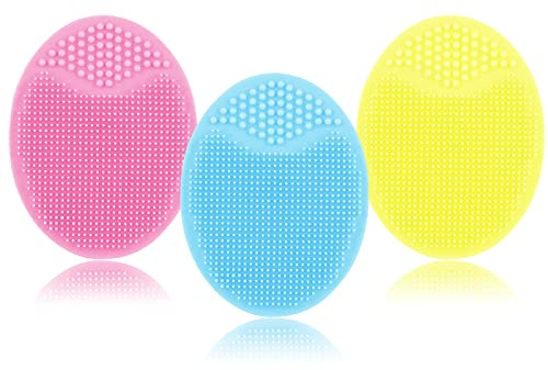Silicone Face Scrubbers Exfoliator Brush-Facial Cleansing Brush Pad Value 3 6 9 Pack, Scrub Scrubby Pore Blackhead Removing Exfoliating-Unique Women (Mixed Color, 3 Count (Pack of 1))