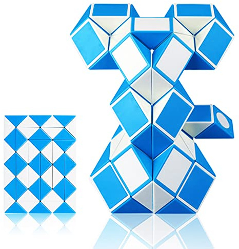 EACHHAHA Magic Snake Puzzles Serpiente mágica 48 Secciones-Juguetes educativos antiestrés-Regalos cumpleaños niños Colegio(Gran Azul y Blanco*1)