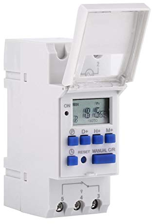 Fictory Minuterie numérique, Interrupteur de minuterie électronique Industriel, 1 pièce, écran LCD, minuteur électronique programmable hebdomadaire 16on et 8off (12 V)