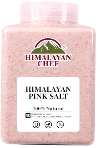 Himalayan Chef Himalayan Pink Salt - 5 lbs Fine Grain Plastic Jar - 100% Natural and Pure Gourmet Crystal - Contains 84 Essential Minerals | Kosher and Vegan Certified