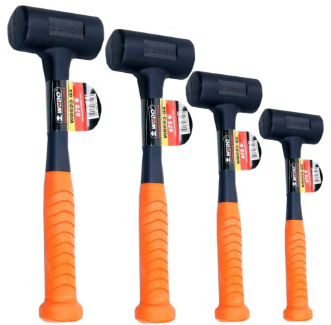 WEDO Rubber Mallet Hammer Set, 4 Pieces,1lb,1.5lb,2.5lb,3.5lb Dead Blow Hammer, Fiberglass Handle,Shockproof Design, Maximum Thickness Striking Surface