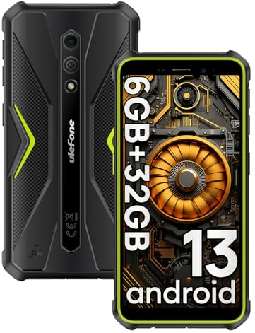 Ulefone Armor X12 Telephone Portable Incassable Android 13, 6Go Arm+32Go ROM/SD-256Go, Téléphone Étanche 5.45 HD+, 13MP+8MP Caméra, Smartphone Antichoc 4860mAh, 4G Dual SIM/NFC/GPS/OTG Vert