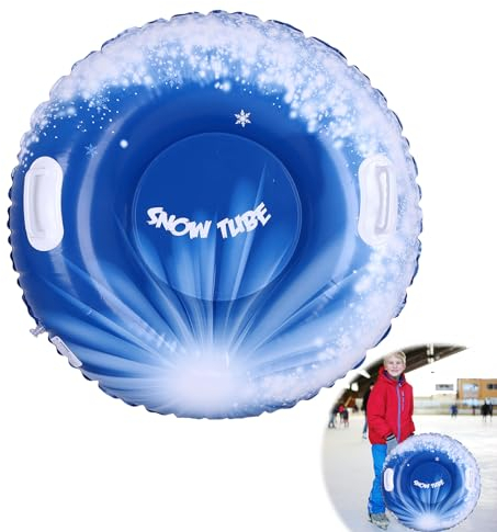 Aufblasbarer Schneeschlauch, 90cm Aufblasbare Schlitten Snow Tubes Heavy Duty Schneerohr für Schlitteln Verschleißfester Schneeschlitten-Schneeschlauch mit Griffen für Kinder Oder Erwachsene
