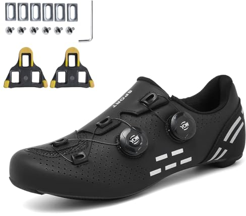 PENXZT Fahrradschuhe für Herren Damen, Rennrad Schuhe Kompatibel mit Peloton Look SPD SPD-SL Delta Cleats, Reitschuhe Drinnen/Draussen Rennradschuhe,Schwarz,38 EU