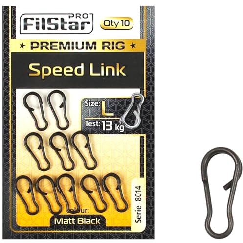 PRO Filstar 10 stycken Speed Link storlek L uthållighet 13 kg – Fiskering för fiskebly och foderkorg – fiskarapstillbehör – Carp Fishing – Method Feeder Rig – karpfiske snabbkoppling
