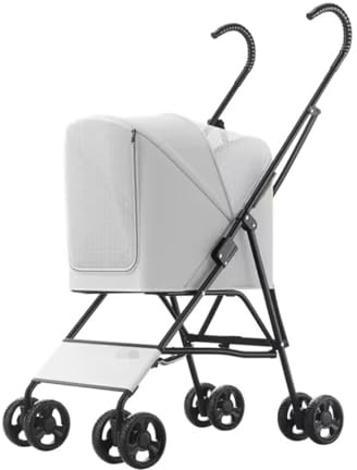 Hundvagn Kattvagn Hopfällbar Husdjursvagn Med 4 Hjul Bärbar Hundvagn Kattvagn Med Liten Ficka För Små Hundar Katter Husdjursvagn(Grey)