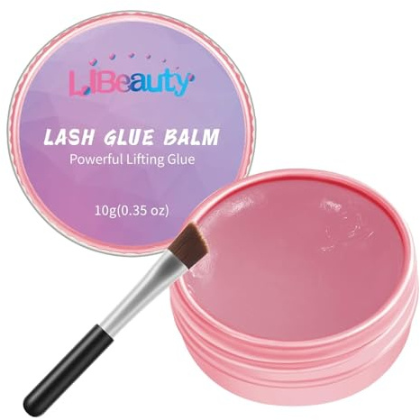 Libeauty Baume de levage de cils, adhésif 2 en 1, baume de colle pour sourcils avec parfum de fruits, fort collant et séchage rapide, convient pour une utilisation en salon (rose rose)