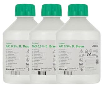 B-BRAUN | Siero Fisiologico | Fluidifica e umidifica le mucose nasali | Elimina i secretoni | Permette il risciacquo e il trattamento delle ferite | Idratazione delle bende | Confezione da 3 x 500 ml