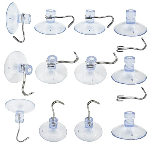 Suction Cup Hooks Clear PVC Plastic Suction Holder Transparent Suction Pads Removable Reusable for Kitchen Bathroom Shower Wall Window Glass Door Tiles Organization Christmas Decoration Aquarium (6)