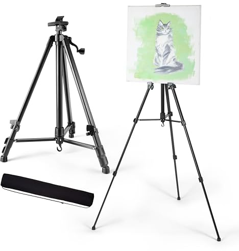 Artify Easel for Painting, Double-Tier Easel Stand, Adjustable Height from 22-61 Inches, Tripod for Painting and Display with Carrying Bag, 61 Inches, Black