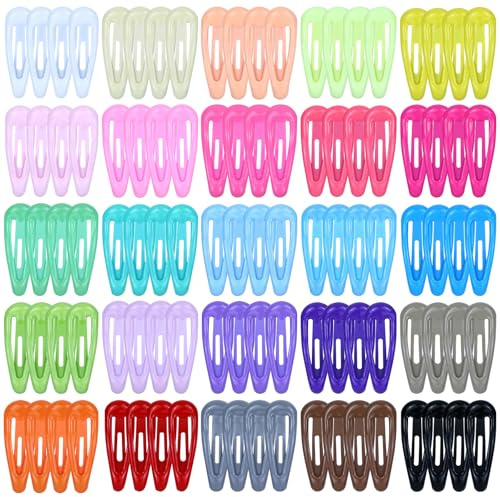 Yoosit 100 Pieces in 25 Candy Colors 3cm 1.2 Small Metal Snap Hair Clips Non Slip Colorful Mini Hair Barrettes Fine Bang Hair Holders for Baby Girls Toddlers Kids