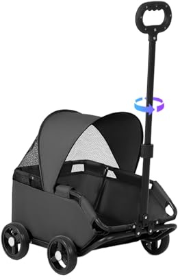 Carrito para Perros | Carrito Plegable para Mascotas Pequeñas | Transportín Exterior para Gatitos y Cachorros 7 kg | para Viajes, Paseos, Compras, Playa, Parque y Visitas al Veterinario