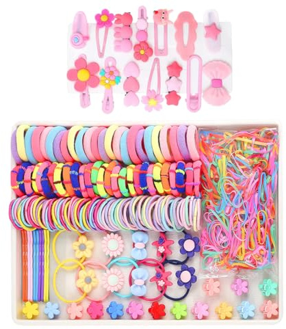 1124 Pièces Élastique Cheveux Colorés, Barrettes et Barettes Cheveux Femme et Fille, Pinces Cheveux sans Dommage, Barrette Bébé Fille et Accessoires Cheveux pour Cheveux Fins