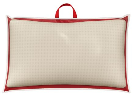 Gef Aura - 2 Pezzi Custodia Porta Cuscino 81x51 cm, Con Zip e Manico in TNT, Fronte PVC Trasparente, Busta Salvaspazio per Cuscini, Trapunte, Coperte o Biancheria, Colore Rosso con Bordo Bianco