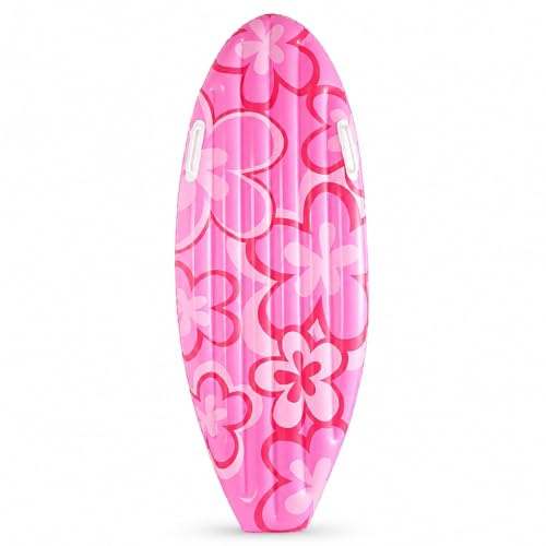 Denash Planche de Surf Gonflable, Flotteur de Piscine en PVC Léger avec Motif de Fleurs Roses, pour Fête d'été, Plage, Anniversaire, Décor à Thème Luau
