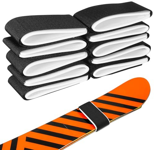 SMASOLO 10 Correas de Esquí de Nailon Negras 50x450 Mm para Tablas, Bandas de Sujeción Ajustables para Transporte y Almacenamiento en Deportes de Invierno