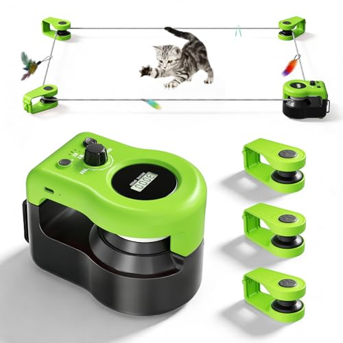 GJCrafts Juguete Interactivo para Gatos para Interior, Cinta de Correr para Gatos, Juguete Simulado Automático/Control Remoto de Caza de Gatos, Juguete Energizante para Mascotas (Verde)