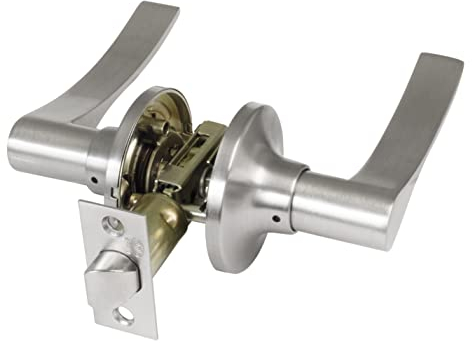 Amig - Manilla de paso con picaporte - Roseta para puertas - Maneta ideal para puertas de madera - Zamak - Cromado mate - Picaporte de entrada de 60/70mm
