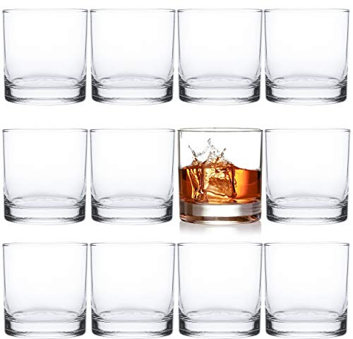 Kingrol 12 Pack Double Old Fashioned Whiskey Glasses, 10 oz Rocks Glasses Drinking Glasses for Scotch, Bourbon, Cocktails, Beverages, Water