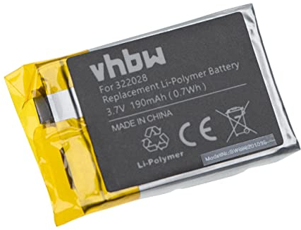vhbw batteria compatibile con TomTom Golfer 1 Multisport, Multisport smartwatch orologio bracciale fitness (190mAh, 3,7V, Li-Poly)