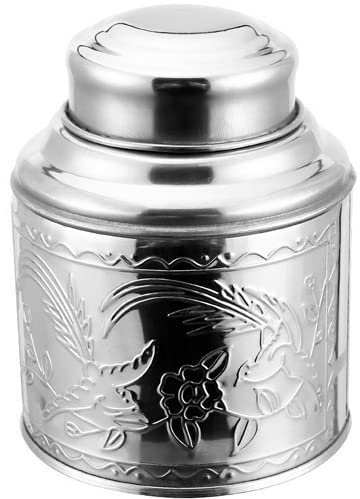 AUSUKY Boîte Hermetique Ronde en Acier Inoxydable pour Rangement de Sachets de Thé, Nourriture, Sucre, Café, Thé (L)