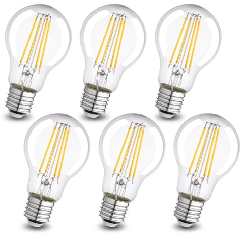 Wesome Lighting E27 LED Energieklasse A Glühbirne, 2.2W 470LM 3000K Warmweiß Leuchtmittel, A60 Filament Edison Retro Glühlampe, Ultraeffiezent Nicht Dimmbar, 6 Stück