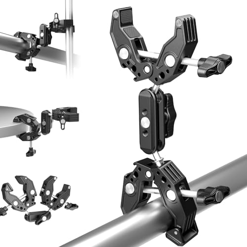 Neewer Soporte de cámara de Doble Abrazadera con Brazo mágico, Zapatos fríos para Escritorio, Estudio, Soporte de luz, Reflector de fotografía, Bandera, Barras transversales, Motocicleta, Paraguas,