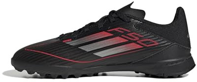 adidas Unisex Kids F50 League Football Boots Turf Kids, Core Black/Iron Metallic/Lucid Red, 3 UK
