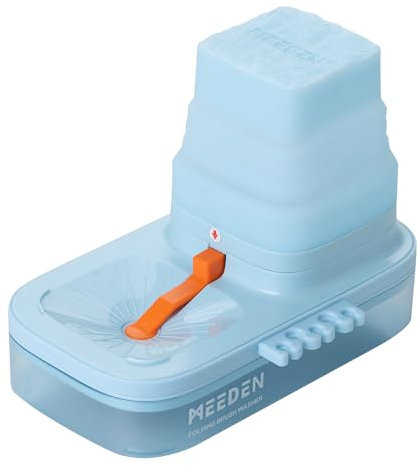 MEEDEN Nettoyeur de pinceaux portable : rinceur avec stockage d'eau de 650 ml et support en silicone à 5 emplacements, outil de nettoyage pliable pour artistes et enfants