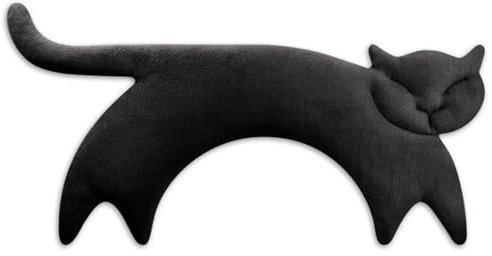 LESCHI Wärmekissen - Körnerkissen für Mikrowelle - Tier Katze Schwarz - anschmiegsames Nackenkissen mit Bio Weizen - ideal als Wärmespender im Winter und bei Verspannungen an Nacken Schulter Hals