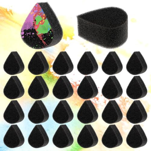 JJUNW 24 Stück Gesichtsbemalungsschwämme, Hohe Dichte Malschwamm Schwämmchen Schule Tropfenförmiger Schwämme Kunst für DIY Malerei Make-up Face Paint Weihnachtskörperbemalung(Schwarz)