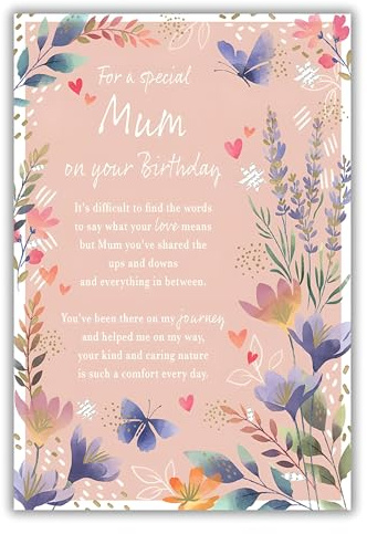IC&G Birthday Card for Mum, Floral Butterfly Design