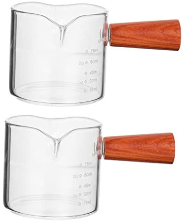 ABOOFAN 2pezzi Tazza Per Caffè Espresso Con Manico in Legno Da Misurino Graduato Con Beccuccio Per Versare Facilmente Per Preparare Caffè Casa Bar