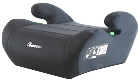 Bemesu Kindersitzerhöhung,Auto-Booster-Pad,ECE R 129 Dreipunkt-Sicherheitsgurt,Leicht zu tragen,Geeignet für Kinder von 125–150 cm,6-10 Jahre alt, Schwarz,1 Stück
