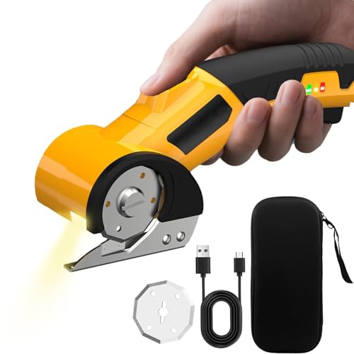 WAIZHIUA Ciseaux électriques, coupe-carton, coupe-carton électrique avec 2 lames aiguisées, ciseaux universels sans fil pour papier, carton, tapis, feutre, plastique