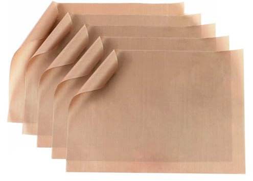 5 Stück Dauerbackfolie, Backpapier Wiederverwendba, Dauerbackfolie für Backblech, Backpapier, Backfolie Hitzebeständig Antihaftbeschichtet Zuschneidbar für Backen Bügeln (30 X 40cm)