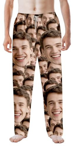 Bemaystar Pantalones de Pijama Personalizados con Foto - Regalos Divertido Personalizados para Hombre y Mujer-1 Fotos