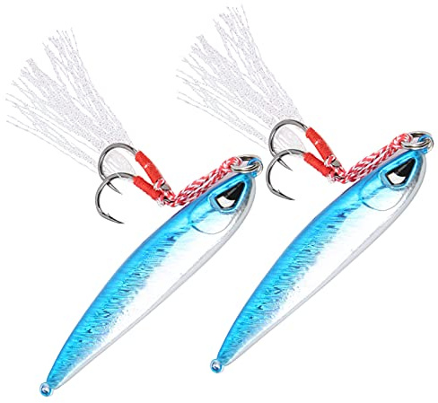 Generic Juego de Señuelo de Pesca de 2 Ojos de Simulación 3D Jig Wobbler Crankbait - Cuerpo de Pescado Aerodinámico - Ganchos de Acero Inoxidable para Pescadores (BLUE)