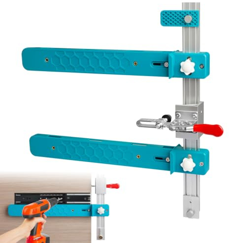 Drawer Slide Jig with Toggle Clamp & Magnetic Arm, Precision Cabinet Tool