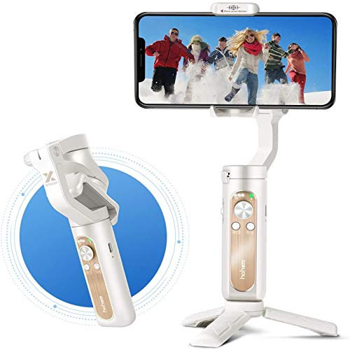hohem Gimbal Stabilizer for Smartphon - Hohem smartphone gimbal, Various Professional Shooting Functions for Vlog Youtuber, Portable, Face Track 3.0, Gimbal for iPhone and Android - iSteady X, White