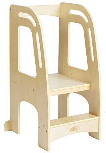 ECR4Kids Chef's Helper Kitchen Step Stool Tower with Handles, Childrens Furniture, Natural