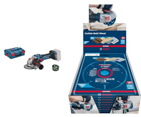 Bosch Professional BITURBO Winkelschleifer GWS 18V-15 SC (Scheiben-Ø: 125 mm, Connectivity-Modul, voreinstellbare Drehzahlstufen, in L-BOXX) + Expert Carbide Multi Wheel Trennscheiben
