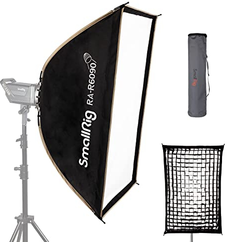 SMALLRIG Rechteckige Softbox mit Quick Release Pressing Design, 60 x 90 cm (23,6 x 35,4) Bowens Mount Softbox mit Strahlgitter und Diffusoren für Studiobeleuchtung RA-R6090-3930
