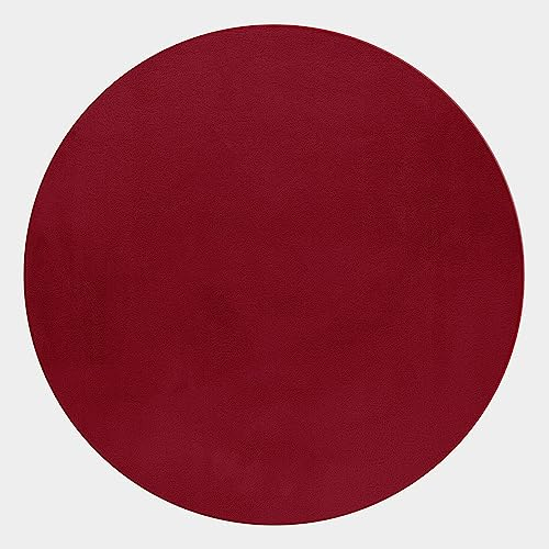 SIMPEX Hochflor Teppich, Unicolor - Einfarbig, Teppich Rot, 120 cm Rund, Teppich modernen Stil, Teppich Wohnzimmer